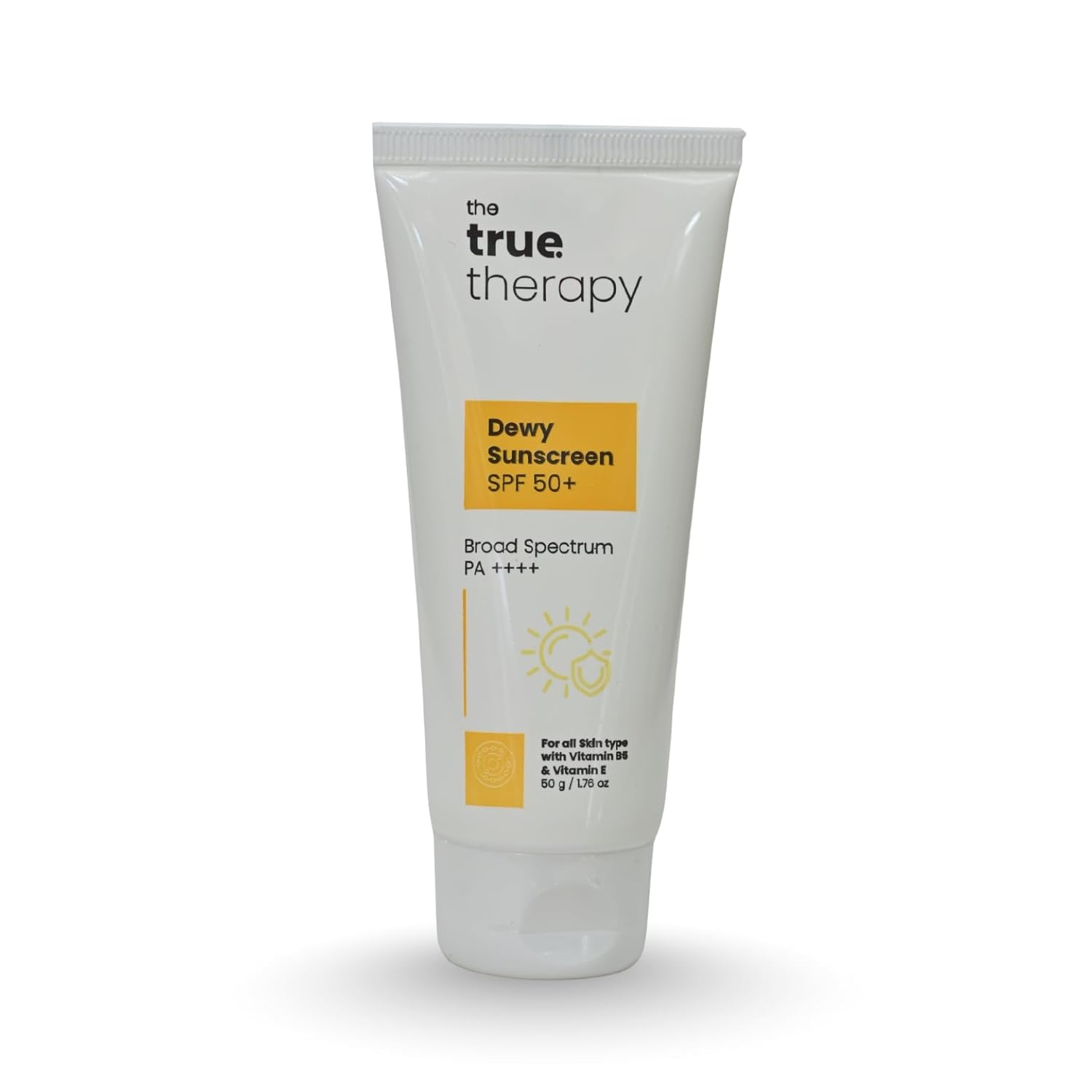 The True Therapy Dewy Sunscreen SPF 50+ PA++++ | Broad Spectrum Sunscreen with Niacinamide, Vitamin E | Dermatologically T