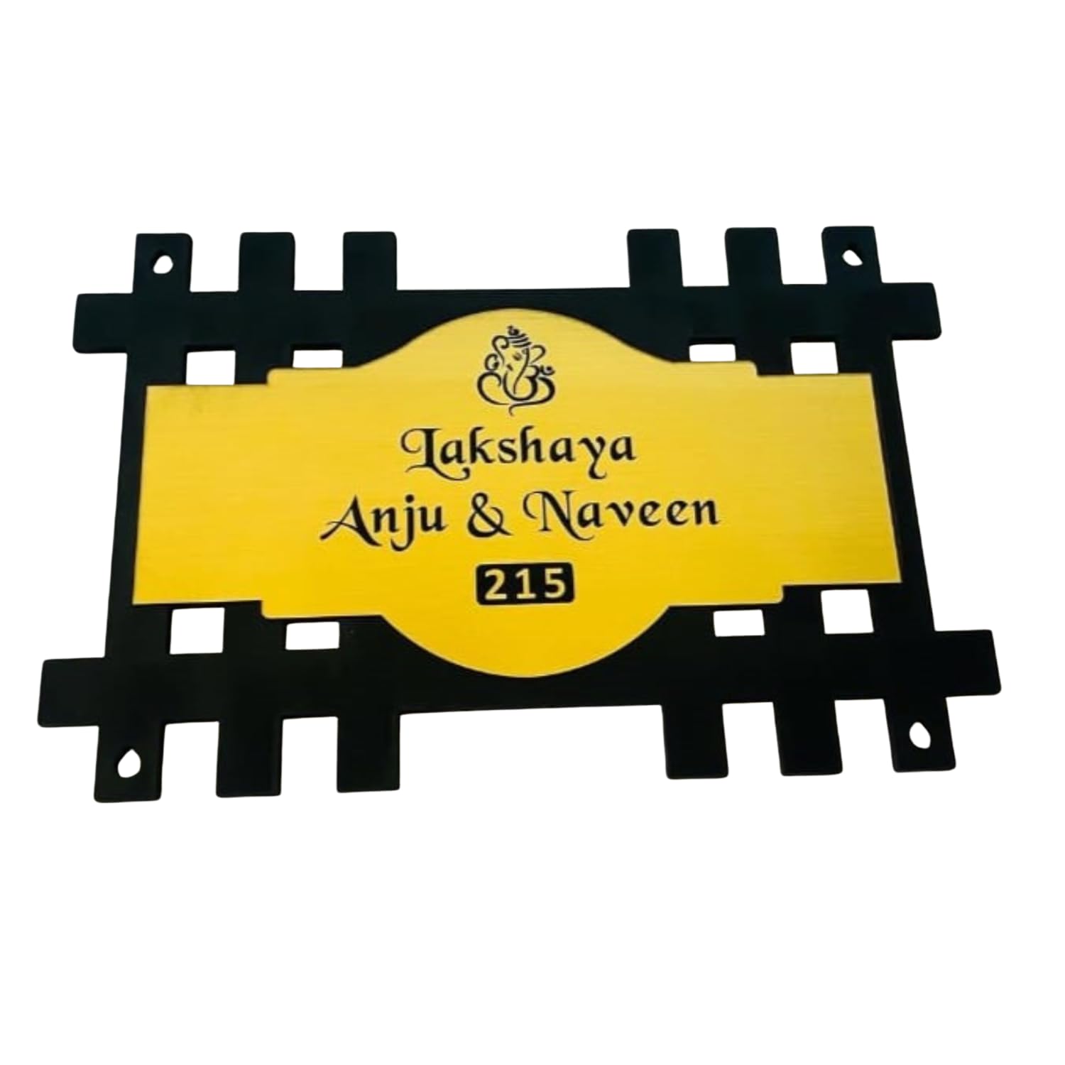 Wooden Personalized Name Plate for Home Entrance | Stylish Jali Design Gold Finish | Customizable Door Nameplate for Flat, Villa & Office | Wall Name Board 20x30 cm (Gold) — Amazon image 9