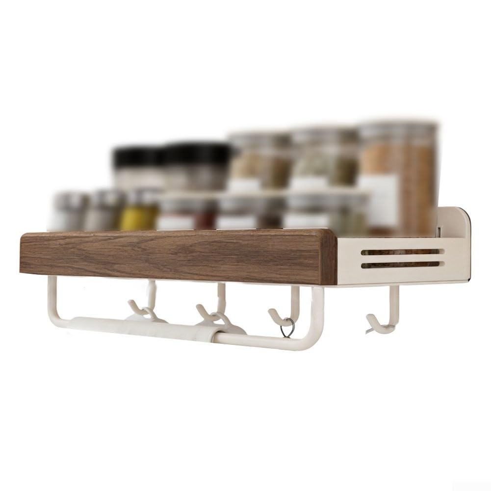 Étagère murale flottante bois de noyer cuisine salon 50cm