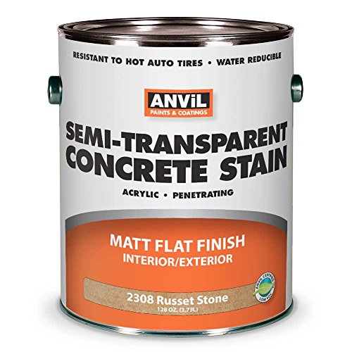 Anvil Semi-Transparent Concrete Stain Penetrating Acrylic Interior-Exterior Color Russet Stone - 1 Gallon