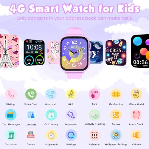 Image of MOKAST Kids Smart Watch Toys for Boys Girls - Children Watch for Kids 4-12 Years Touch Screen Watches with 15 Games Video Camera Music Player Alarm School Mode Education Birthday Gifts (4G Purple)