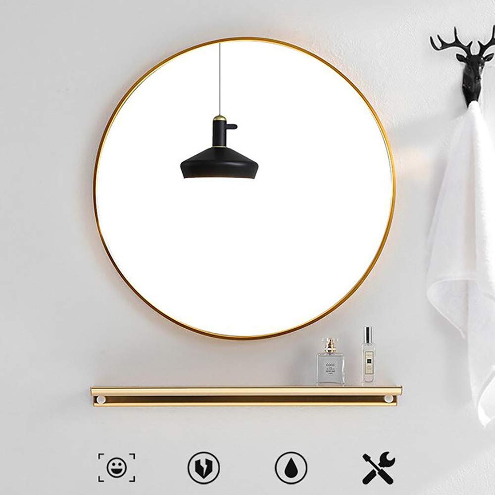 Baño Montado en la Pared Redondo Espejo- Enmarcado metalico Grande Espejos de vanidad Espejo de Aumento Ducha Espejo para maquillarse- Habitación Sala Pasillo,diámetro 50 cm