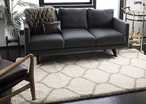 Image of SS Malik Handloom Soft Shaggy Rugs Fluffy Home Decorative Large Carpet for Living Room 2-inch Thick Carpet (6x9 Feet, Ivory Beige)