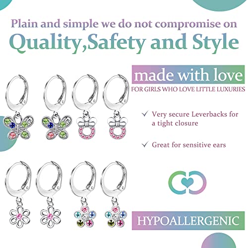 Fasacco Stainless Steel Dangle Earrings Colorful Flower Butterfly Heart Stud Earrings Cute Small Dangle Hoop Earrings For Women, Style 2 #TOP3