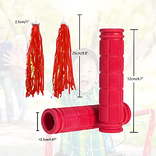 Bike Handle Grips with Tassel Streamers for Girls Boys and Red & Streamers - Picture 4 of 66