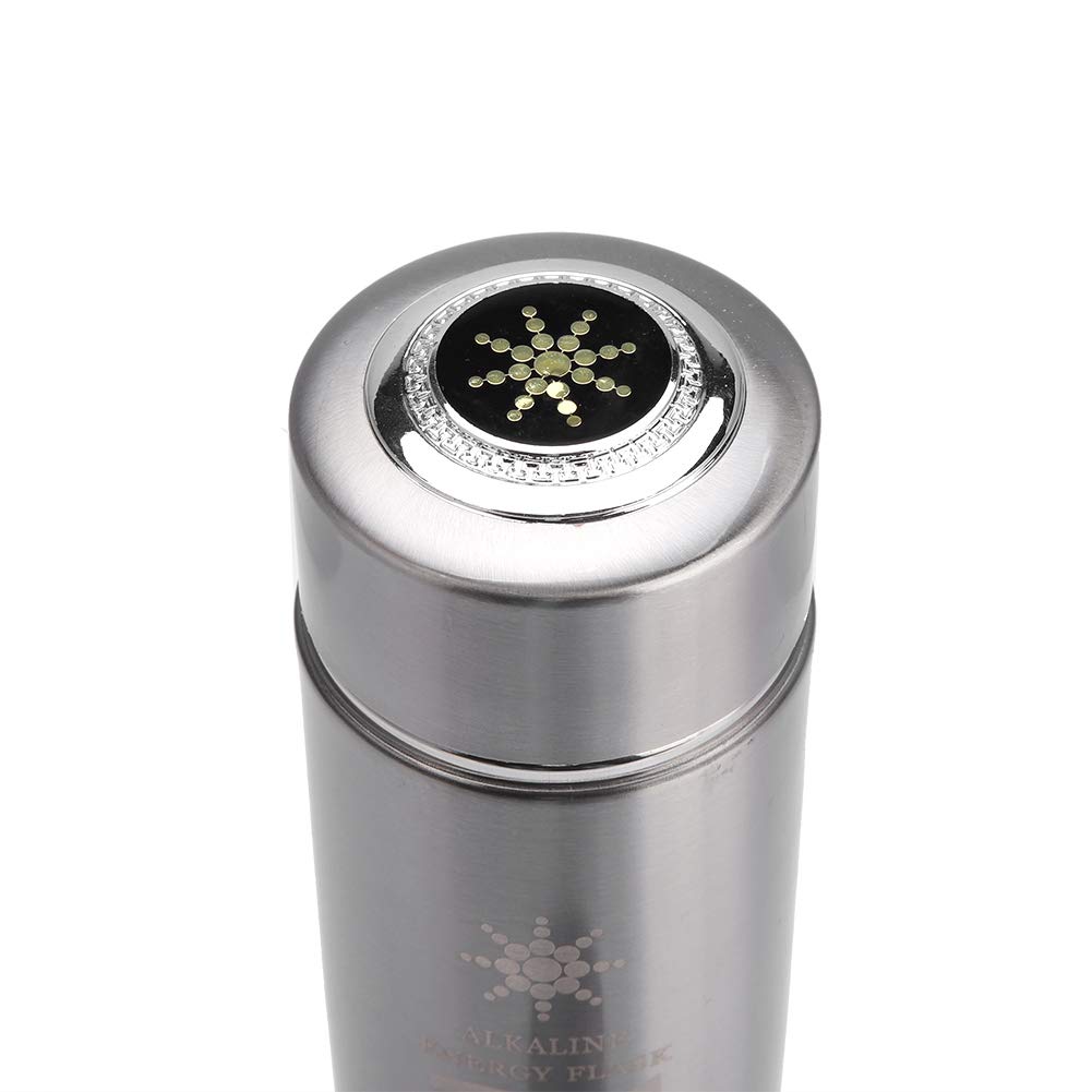 Bouteille alcaline Nano Bouteille d'énergie Acier inoxydable Bouteille d'eau alcaline portable Nano Balance Bio Energy Lonizer Cup Piston (argent) (argent)