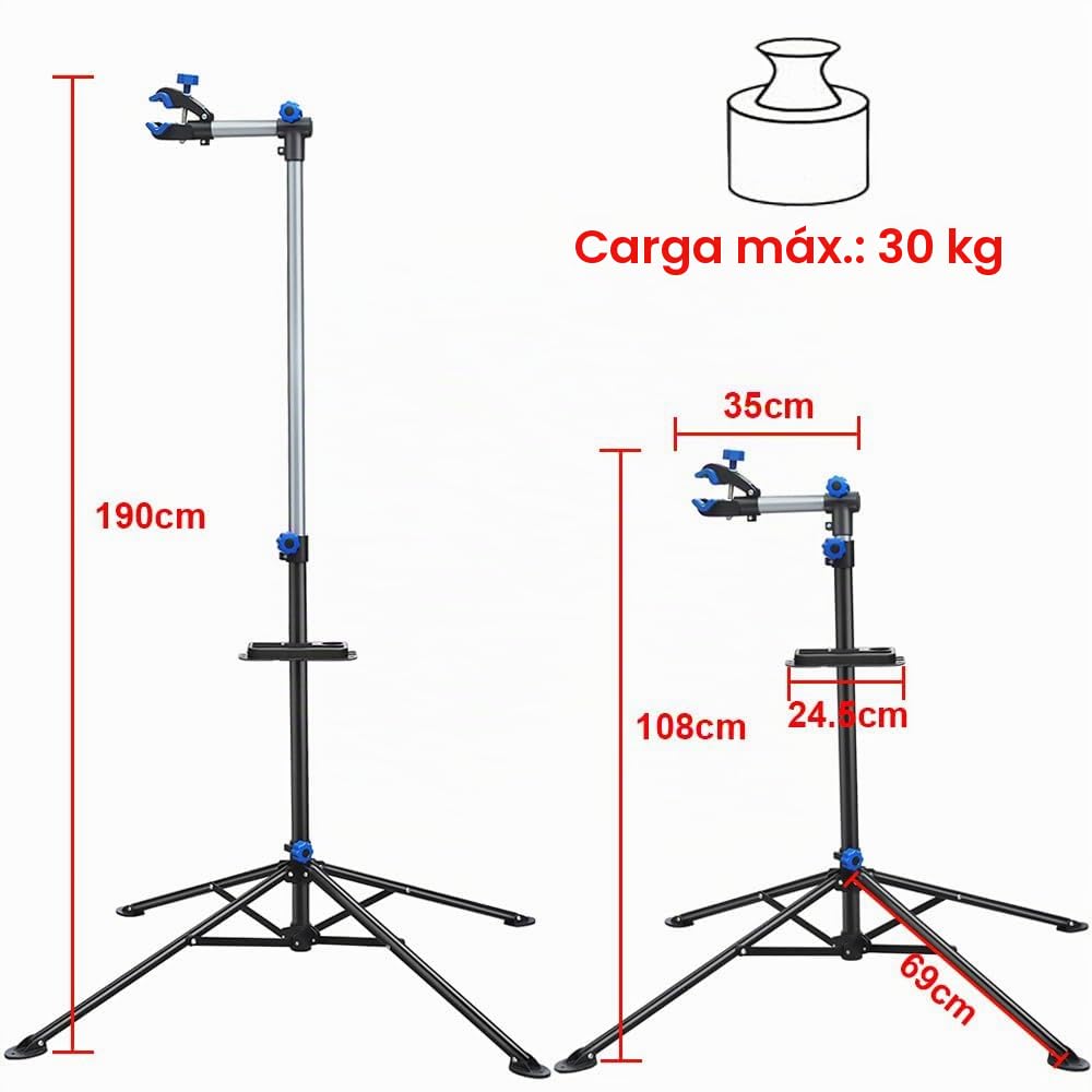 Yaheetech Soporte Reparación Bicicleta Ajustable 108-190cm Carga Máxima 30kg