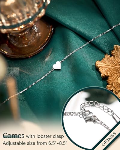 Image of Dainty Heart Bracelet Jewelry for Women Teens, Inspirational Gifts Ideas for Birthday Graduation Mothers Day