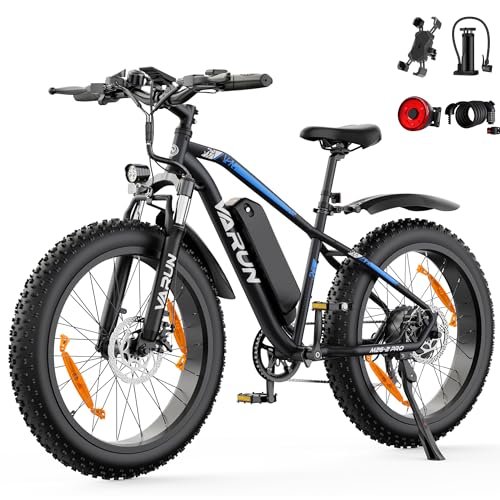 VARUN Bicicleta Electrica, 26'*4.0' Fat Tire Bicicleta de Montaña Eléctrica con 250W 80NM Motor, Batería 48V 18Ah/13Ah, Autonomía de 100-150KM, Bicicleta Eléctrica para Adultos con 7 Velocidades