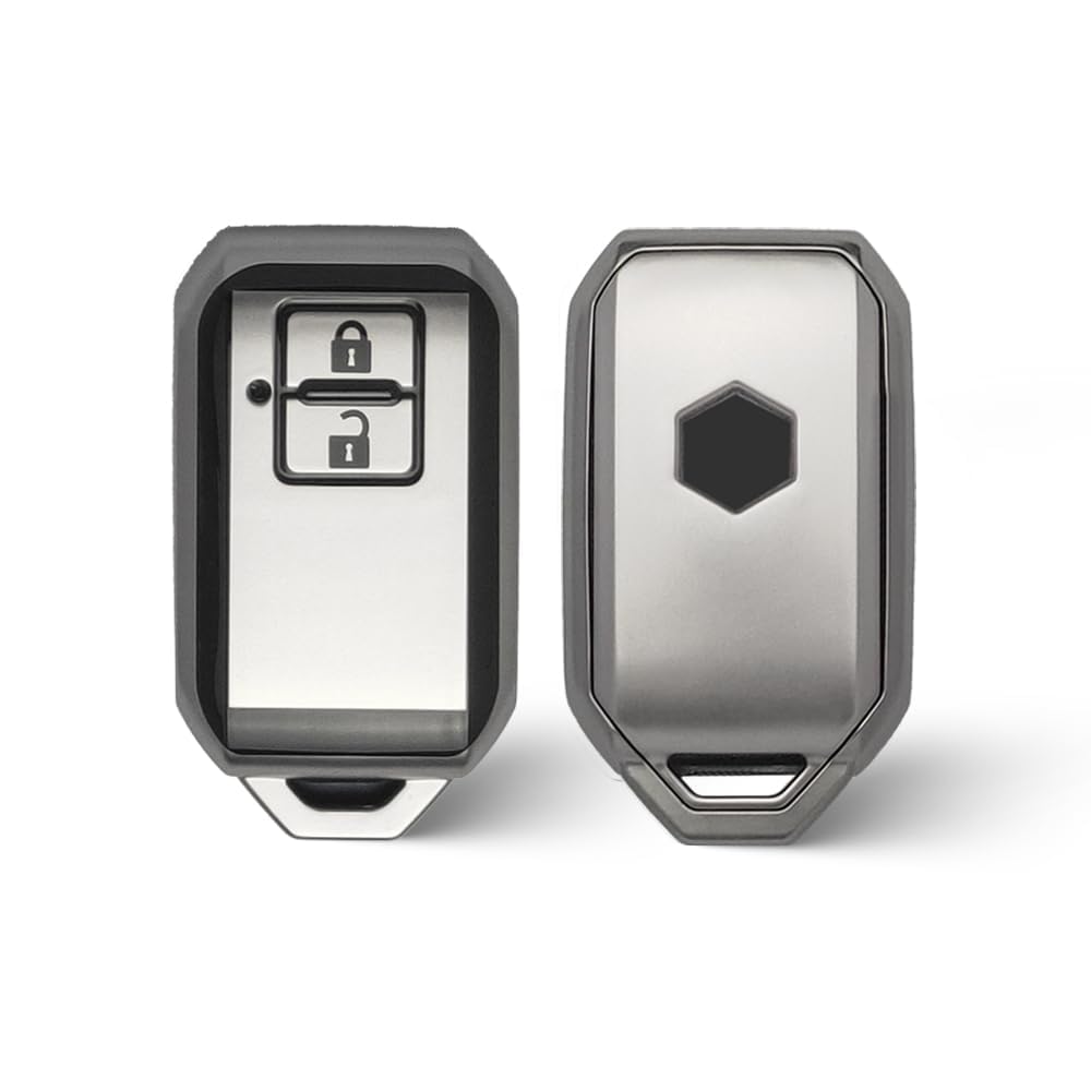 Keyzone® TPU Key Cover Compatible for Suzuki e Vitara, Fronx, jimny, Grand Vitara, Ertiga, Brezza, XL6,Swift,Dzire,Ignis 2button Smart Key. (Gunmetal)