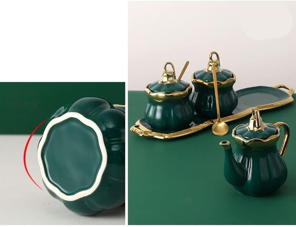 SAeWare Tarro de condimentos, contenedor de especias de cerámica con tapa, cuchara y bandeja, tarro de condimentos, caja de almacenamiento de especias, salero de cocina, encimera de cocina, azul, 3