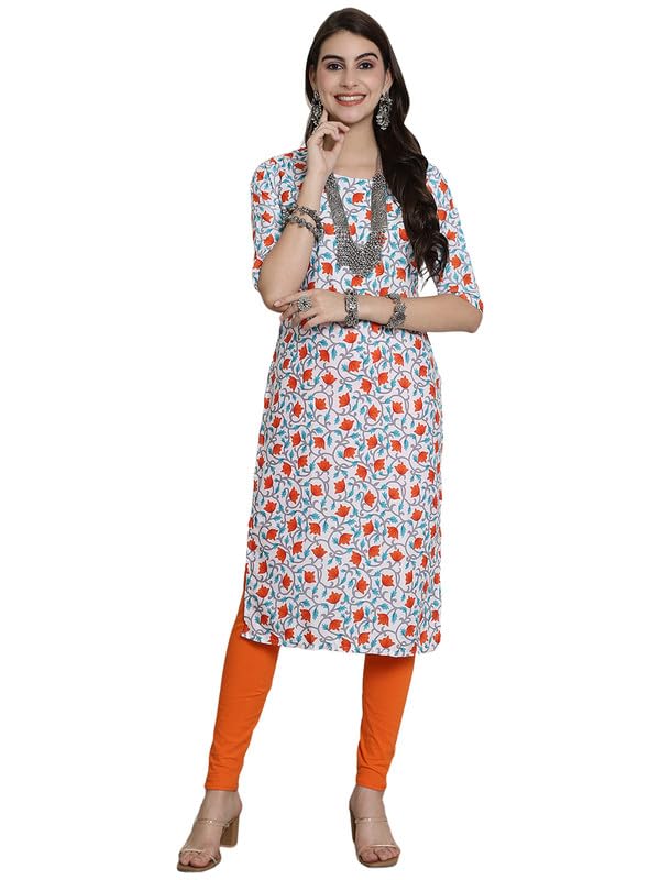 Image of 7Threads Kurti for Women|Kurti|Kurta|Kurta for Women|Crepe Kurti|Printed Kurta|Crepe Straight Kurti Kurti