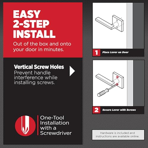 Kwikset Katella Dummy Door Handle, Single Sided Lever for Closets, French Double Doors, and Pantry, Satin Nickel Non-Turning Reversible Interior Push/Pull Lever, with Microban Protection by Kwikset - Image 4