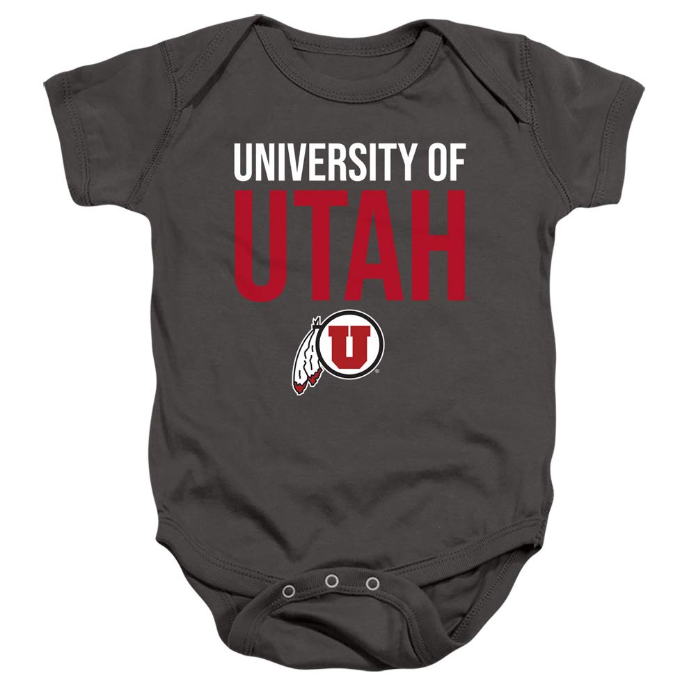 University of Utah Official Stacked Unisex Infant Snap Suit for Baby,Charcoal, 12 Months