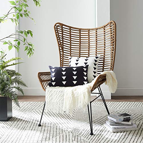 Nestinco BOTABK12 Set Of 2 Black Lumbar Pillow Covers With White Triangles Print 12 X 20 Inches Boho Aztec Polyester Blend Decorative Throw Pillow Covers thumb #2