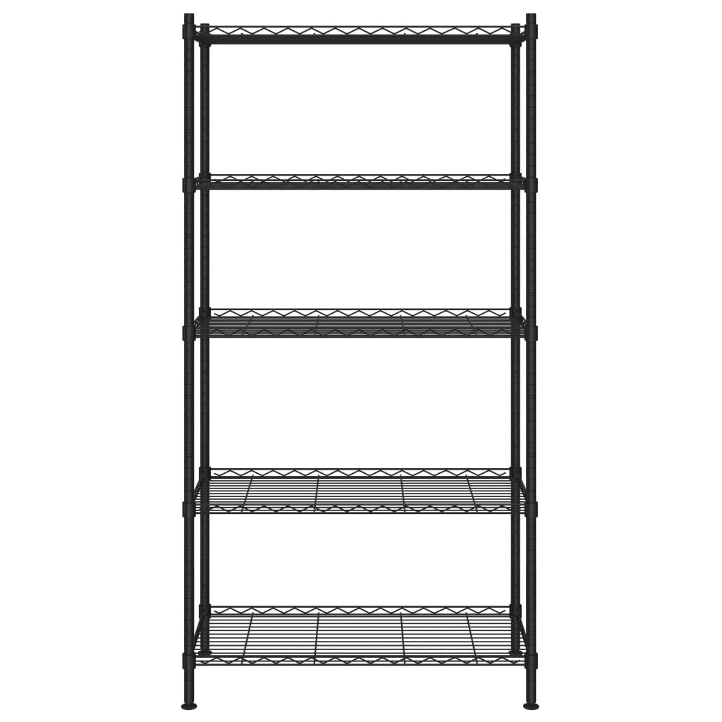 Scaffalatura 90 x 35 x 180 cm in ferro, scaffale per carichi pesanti con 5 ripiani, portata 250 kg, piedini regolabili per cantina, cucina e garage, nero