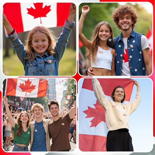 Image of 12 PCS Canada Flag Brooch for Hats Canadian Flag Lapel Pins Maple Leaves Flag Badges Patriotic Enamel Pins for Clothes Bags Backpack Decoration