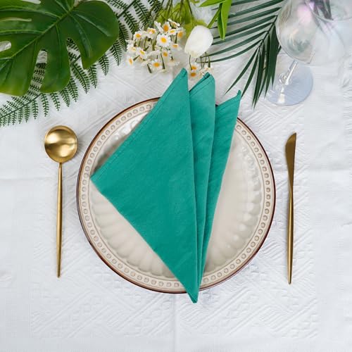 Serviettes de table en coton vert lot de 12 lavables pour repas de fête