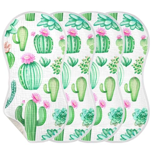 xigua Cacti and Succulents Baby Burp Cloths for Newborn Boys and Girls 4 Pack, Soft & Absorbent Cotton Baby Burp Cloth, Baby Washcloths, Newborn Towel, Burp Rags3