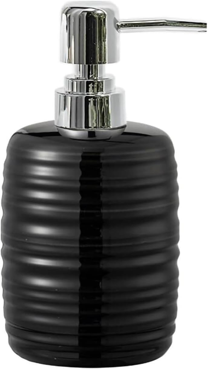 Soap bottle， Modern pressing ceramic soap dispenser bathroom and washroom(Black)
