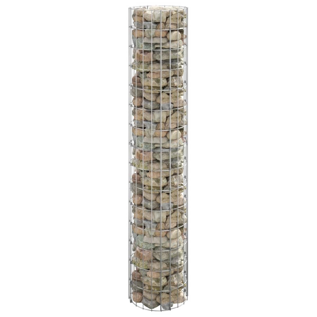 Gabionen-Säule Rund, Verzinkter Stahl Ø30x150 cm, Robuste Einfassung für Garten & Terrasse, Witterungsbeständiger Sichtschutz Außenbereich