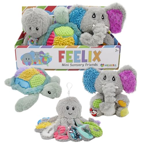 MEAVIA Sensory Plush Gift Set (Set of 3); Mini Friends, Octopus, Elephant, and Turtle Stuffed Toys