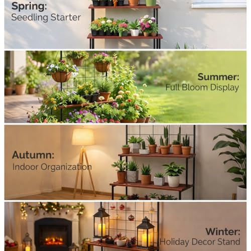 Image of Giore 4-Tier Plant Stand with Premium Finish, Large Indoor & Outdoor for Living Room, Balcony & Patio, Flower Pot Display Shelf, Home Dcor, Plant stand For Balcony