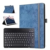 For 山善(YAMAZEN) Qriom QA15-101 ケース キュリオム QA15-101 キーボード CNEVISON 10.1インチ タブレット ケース Bluetooth対応 手帳タイプ 静音 ペン収納 スタンド機能付き 耐衝撃 弾性弾性バンド開閉式 PUレザー (ブルー, キュリオム QA15-101)