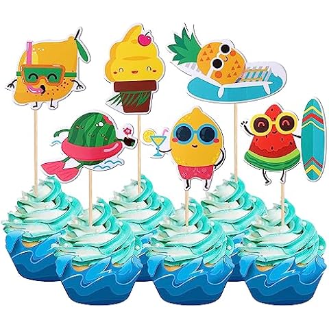 ZHUOWEISM Tropical Beach Luau Cupcake Toppers Cover