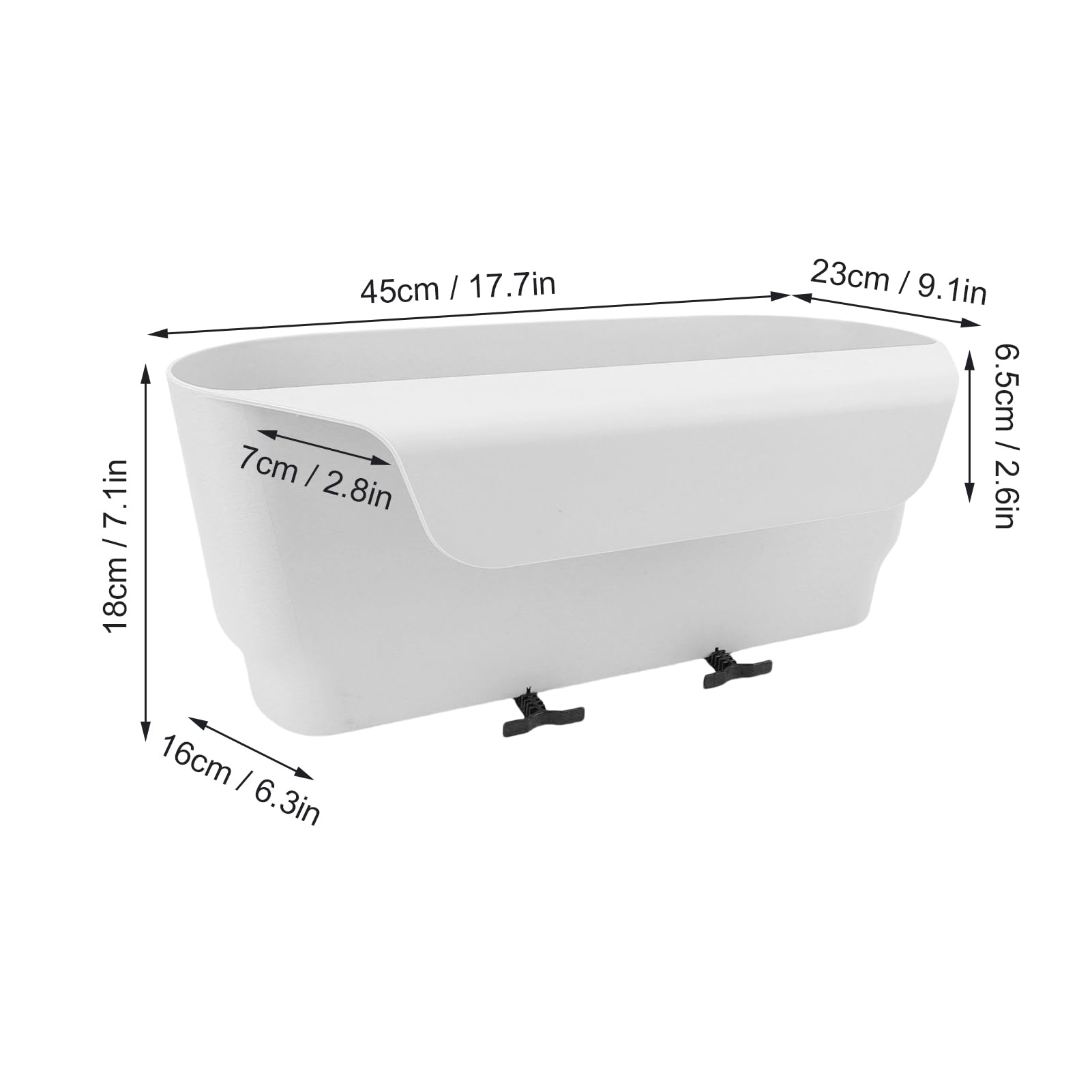 Buachois Pots de Fleurs Suspendus pour Balcon et Fenêtre, Support de Plantes pour Balustrade avec Système de Drainage 45x18x16 cm pour Jardinage Extérieur et Intérieur (Blanche)