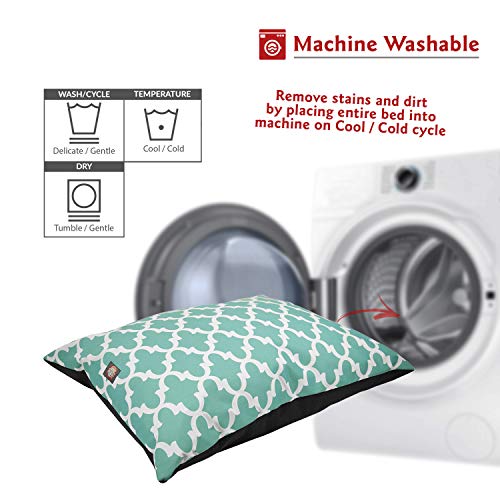 Image of Majestic Pet Rectangle Medium Dog Bed Washable - Non Slip Comfy Pet Bed - Dog Crate Bed Super Value Pillow Dog Bed - Dog Kennel Bed for Sleeping - Dog Bed Medium Breed 35 x 28 Inch - Trellis Teal