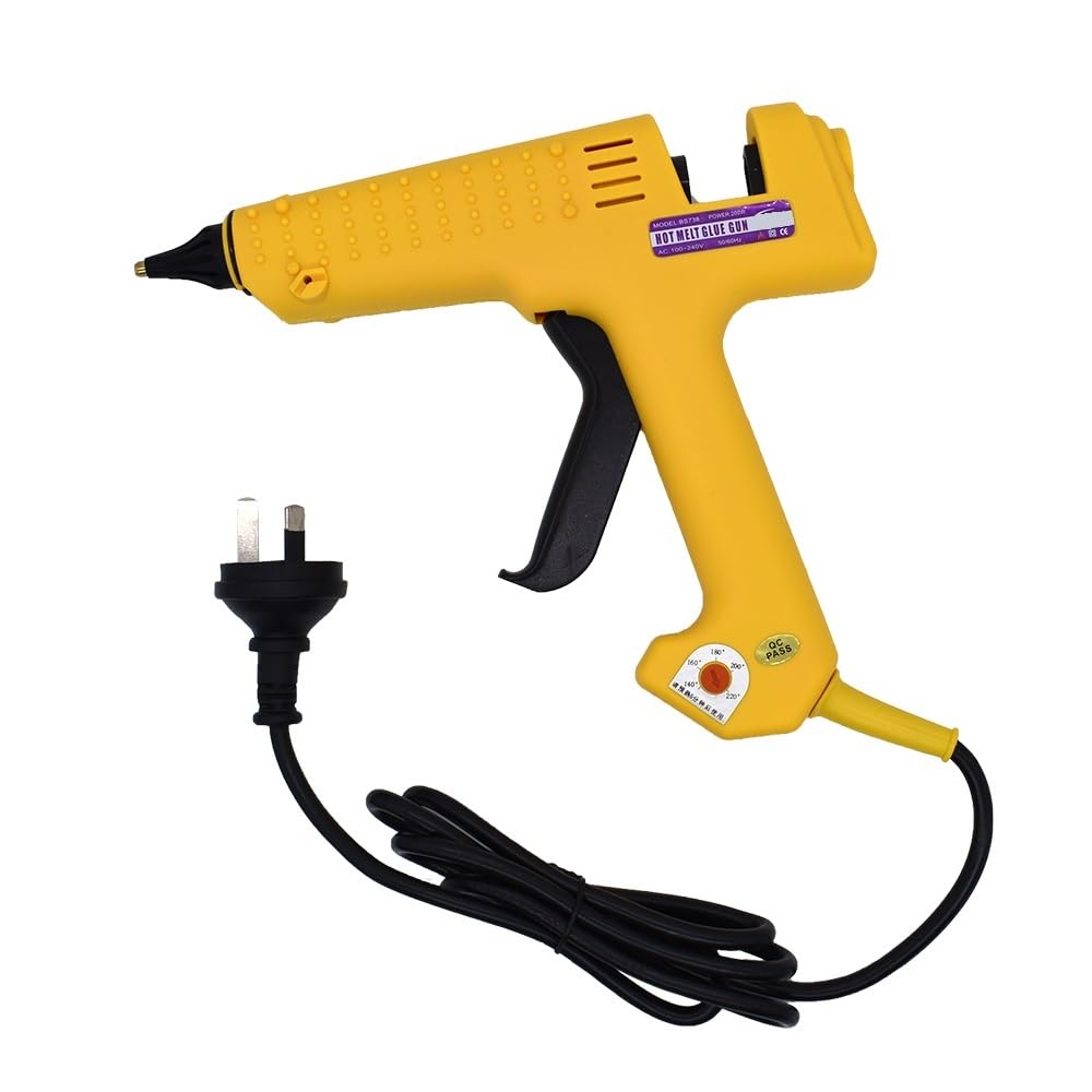 Professionelle Heißklebepistole, 250 W, mit Werkzeugsatz, Düse aus reinem Kupfer, einstellbare Temperatur, hoher Stromverbrauch, 11 mm Klebestift(200W)