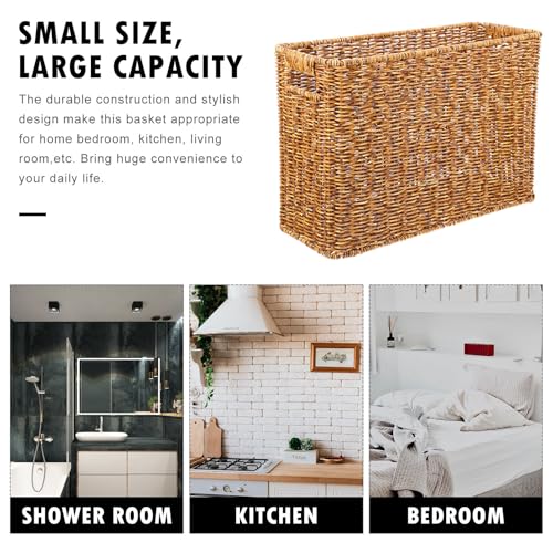 Cesta tejida rectangular multifuncional lavable para snacks y despensa ordenada 4
