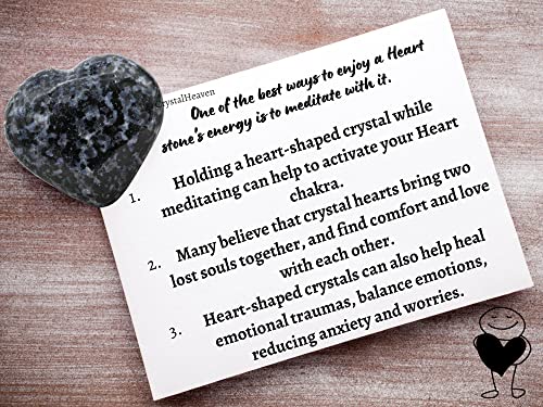Image of Indigo Gabbro Crystal Heart Palm Pebbles Stones for Anxiety Stress Relief Massage - AAA Grade Original Healing Gemstone Agate Heart Palm Stone for Yoga Meditation Spiritual