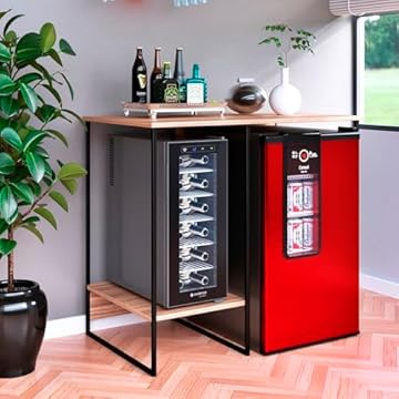 Aparador Estilo Industrial para Adega e Cervejeira Freijo/Preto