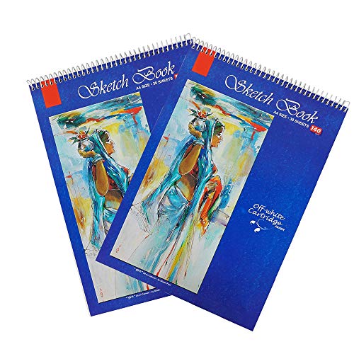Image of LRS A4 Sketch Pad for Artist - 140 GSM - Artist Drawing Book - (29.7 cm x 21cm) - Spiral Bound - Completely Handmade - (A4-30 Sheets, Pack of 2)