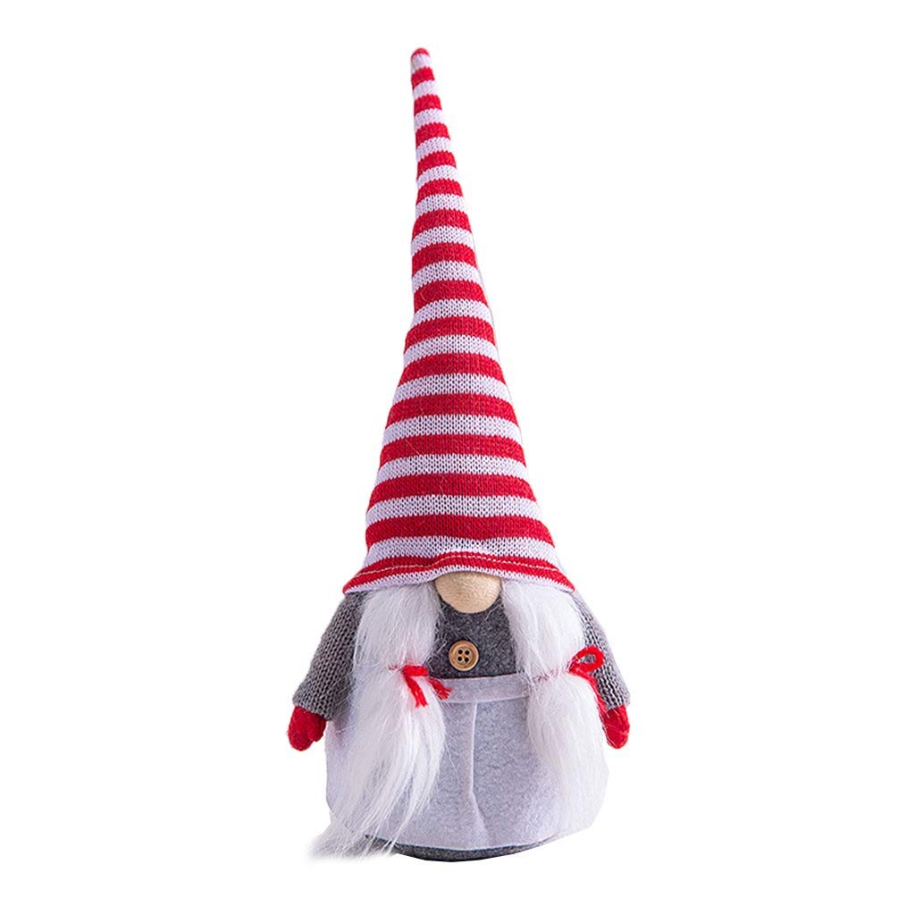 FEE-ZC Handmade Swedish Gnome Tomte Ornaments Long Hat Stripe Doll Christmas Decoration Elf Hanging