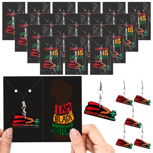 Ecation 20 Sets Black History Month Keychains with Cards Juneteenth