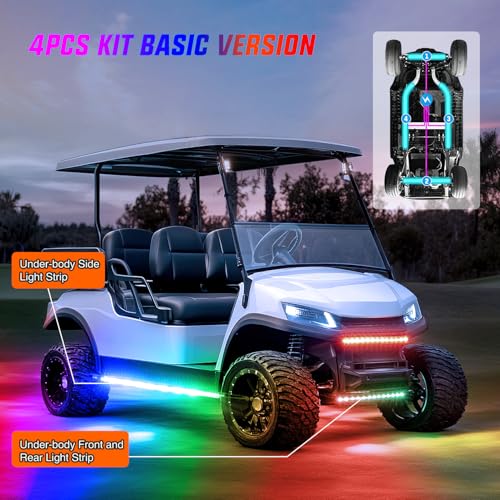 Nilight 4PCS Golf Cart Underglow LED Light Strip Dream Color Multi-Mode Neon Accent Lighting Kit APP and Remote Control Sound Active Music Sync IP67 Waterproof 12V-66V Input for EZGO Yamaha Club Car by Nilight - Image 8