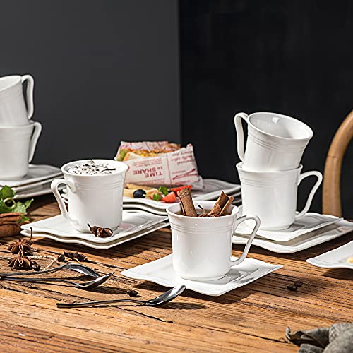 MALACASA Serie Mario Juegos de Café de Porcelana Vajillas de 36 Piezas Servicio de Café 12 Platos de Postre, 12 Tazas de… - Imagen 5