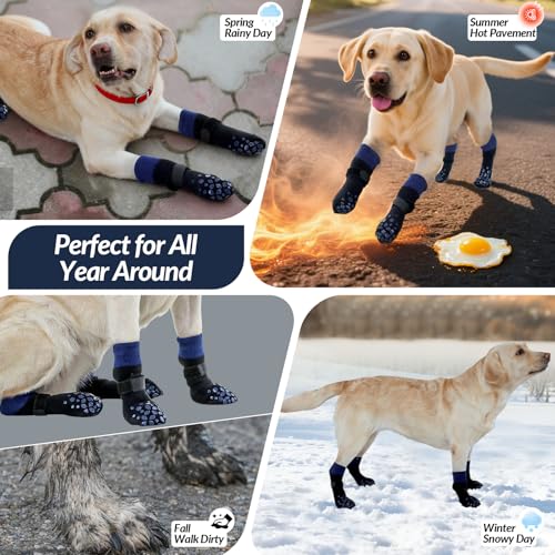 Image of ROZKITCH 2 Pairs Small Dog Socks, Soft Paw Protectors Dog Stop Licking Paws Anti Slip Socks Bandages for Paws Winter Warm Paw Covers to Stop Licking Pomeranian, Miniature Dachshund, Maltese Blue S