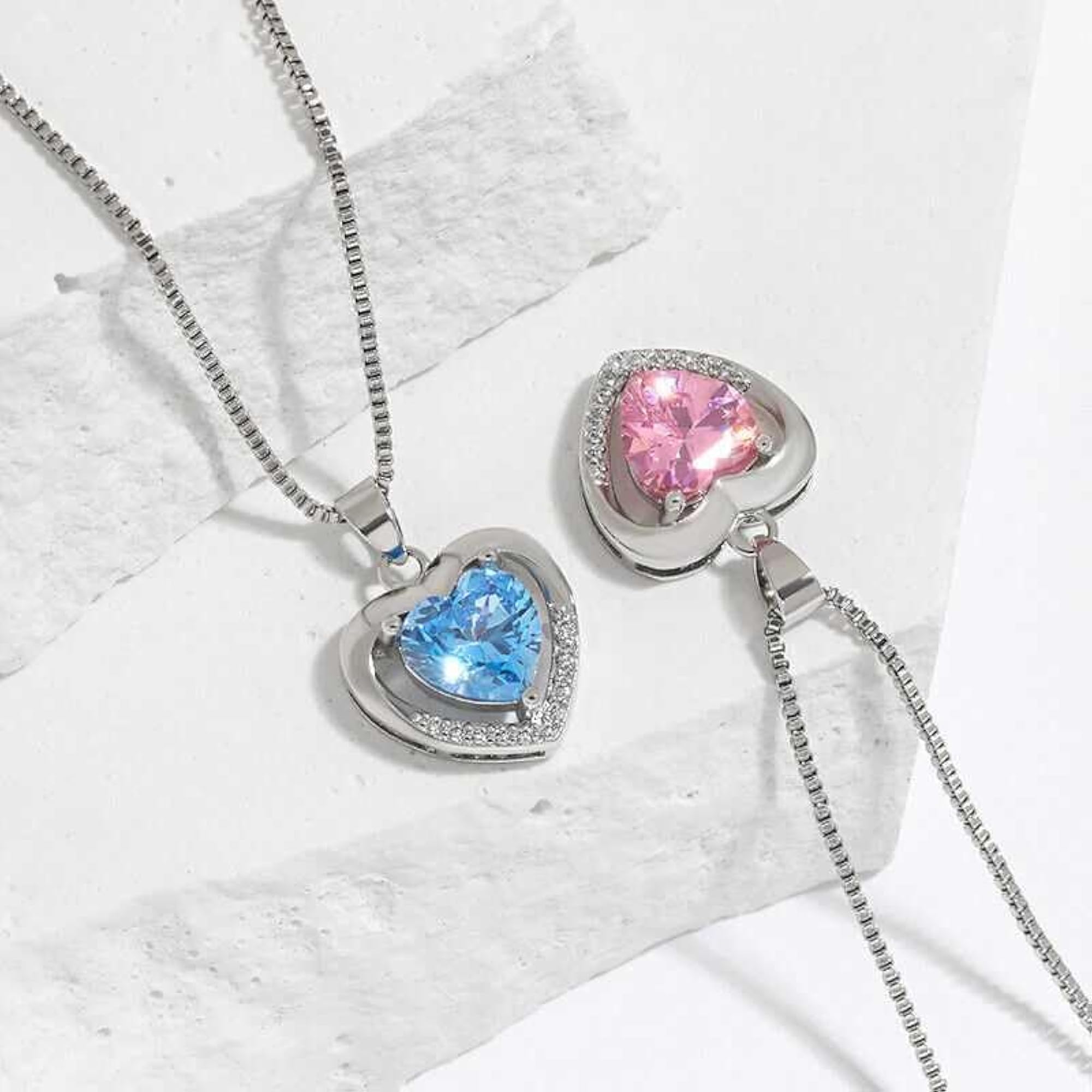 Silver Plated Heart Pendant Necklace with Cubic Zirconia