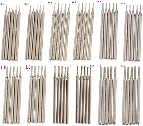 Juego brocas diamante 0.4-1.5mm 60 piezas para piedra miniatura 1