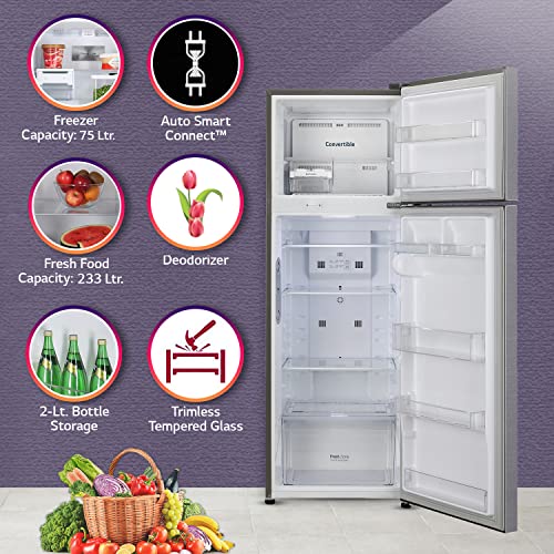 Image of LG 308 L 3 Star Frost-Free Smart Inverter Double Door Refrigerator Appliance (GL-S322RDSX, Dazzle Steel, Convertible & Multi Air Flow, 2022 Model)