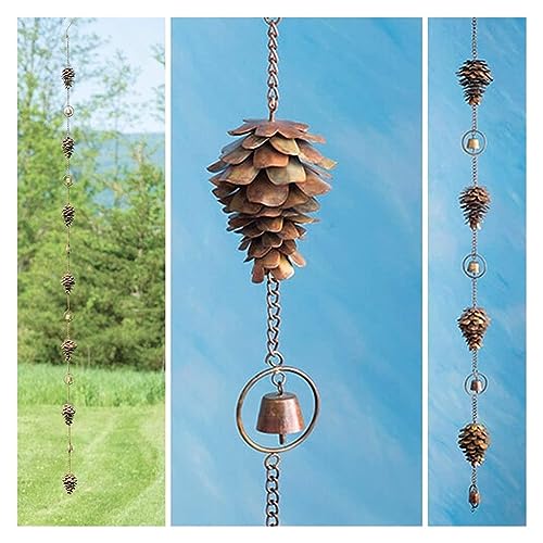 Buiten hangende regenkettingen, 1 PCS Metal Decorative Hanging Chain Pine Cone Metal Iron Bells - Afbeelding 4