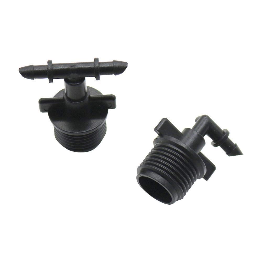Manguera de jardín de conexión rápida 200 PC 1/2" rosca macho de 3 vías conectores acodados 4/7 mm Manguera de interfaz de púas Conectores Jardín de riego divisores de tuberías (Color : Double head)