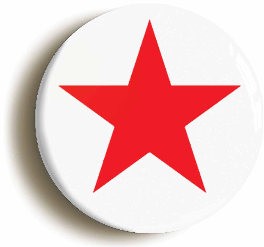 Ozorath RED STAR BADGE BUTTON PIN (Size is 1inch/25mm diameter)