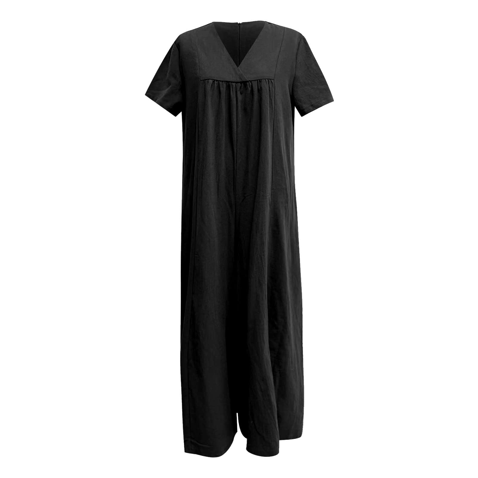 Combinaison en mousseline pour femme - Salopette confortable - Douce et respirante - En coton et lin - Séchage rapide - Légère - Une pièce - Jambes larges