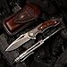 SPIRIT DEED M390 Pink Steel Men's Pocket Folding Knife, American Desert Ironwood Handle Camping, Outdoor Adventure Comes with Leather Cover and Clip, Comes with Exquisite Box Packaging as a Gift