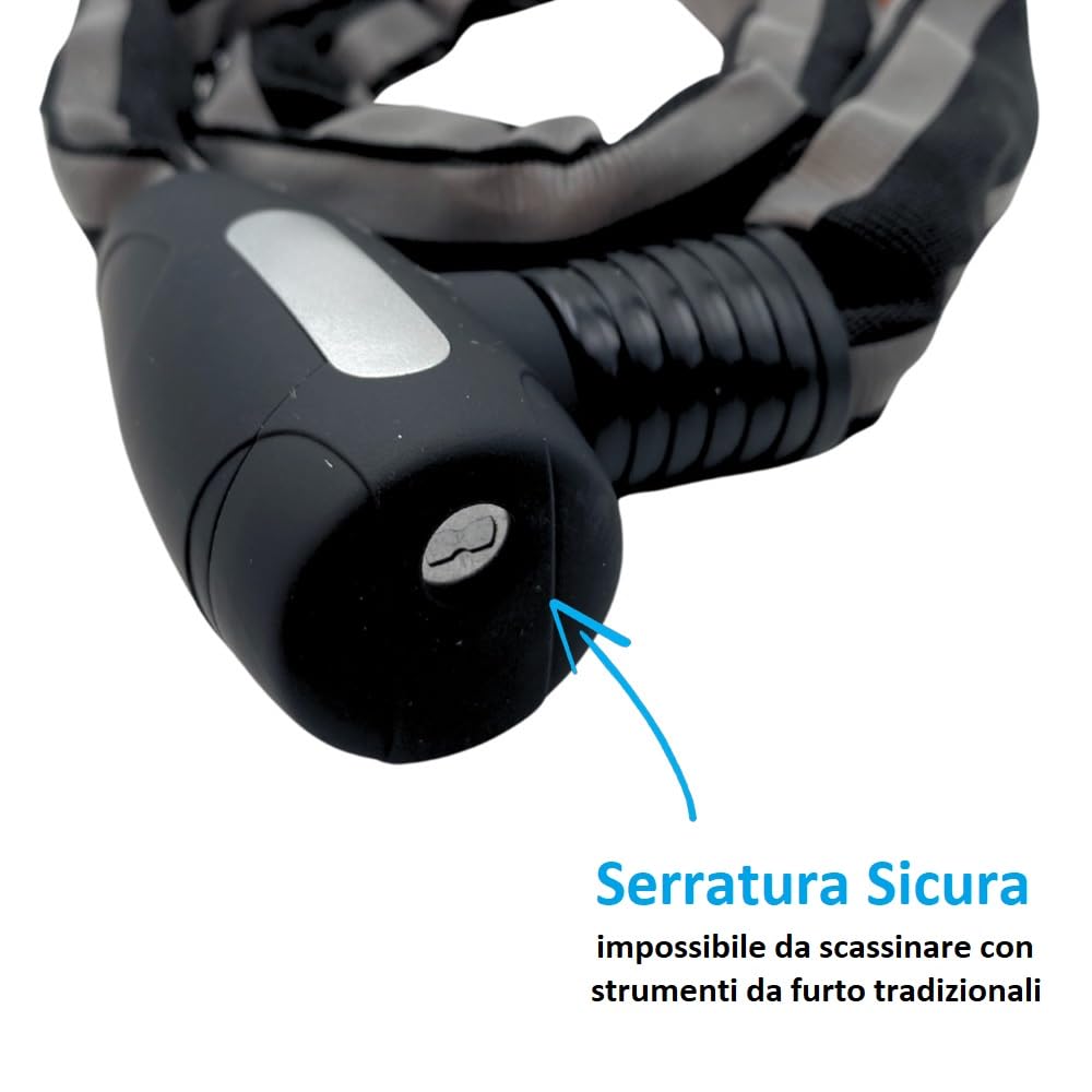 Paluplus 2 Catene per Bicicletta Antifurto, Diametro 6 cm e Lunghezza 100 cm, Rivestimento Antigraffio, Lucchetto con Chiusura Automatica, Serratura Antiscasso, per Bici, Moto, Cancelli -958F